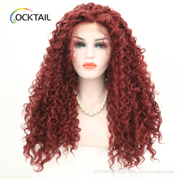 long curly wigs synthetic hair, afro kinky curly lace front synthetic wig for black women